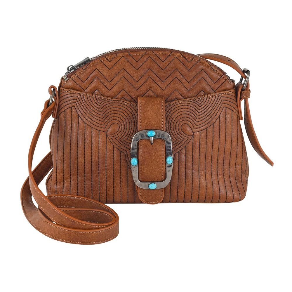 Catchfly Women's Geometric Brown Quilted Crossbody Bag NWT